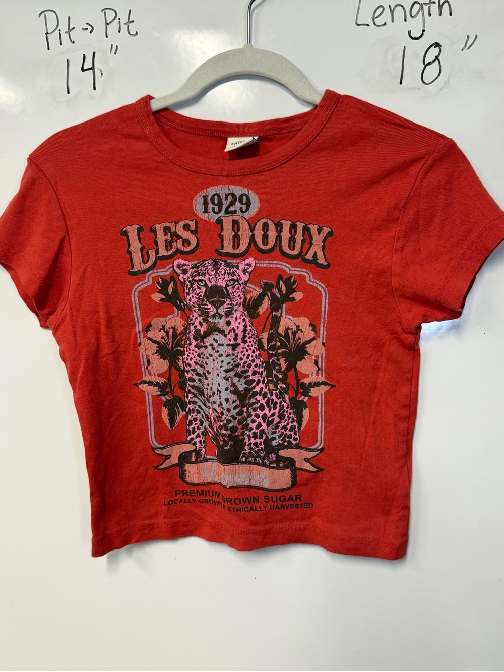 Urban Outfitters Red Short-Sleeve Leopard Graphic Tee  crop top